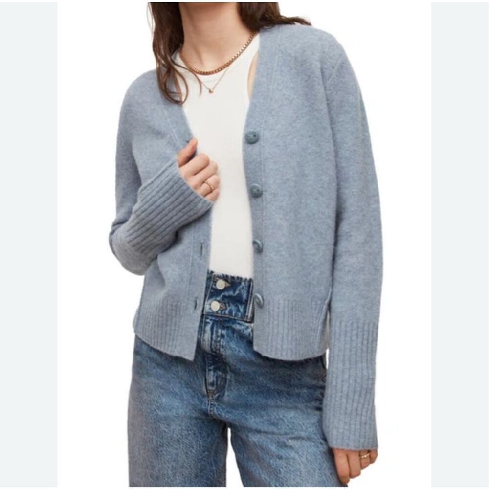 ALLSAINTS Rufa Wool Blend Cardigan In Blue Smoke Size XS
